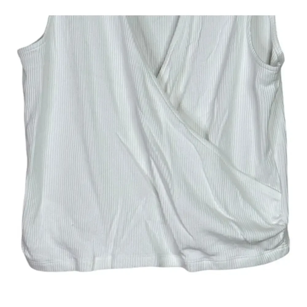 J. Crew Sleeveless Ruched Wrap Stretch Tank Top Vintage Soft Ribbed XL White